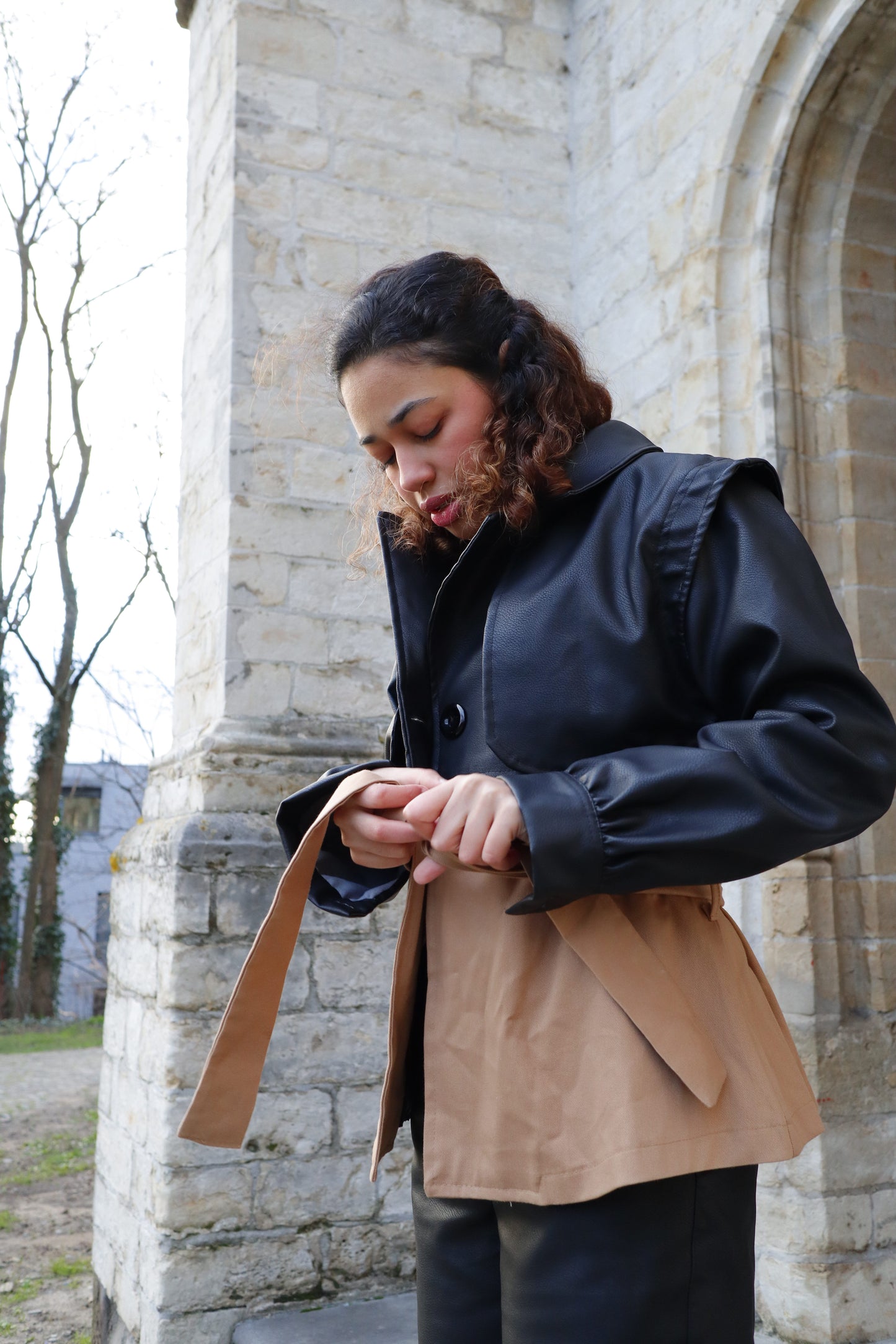 Fayrouz Leather Trench Jacket